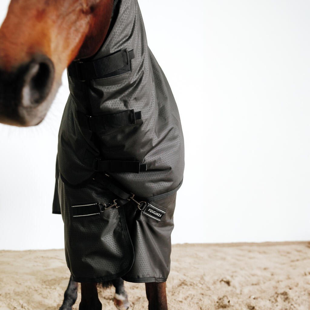 כיסוי לצוואר עמיד במים Horse Allweather 200 לרכיבה על סוסים - שחור