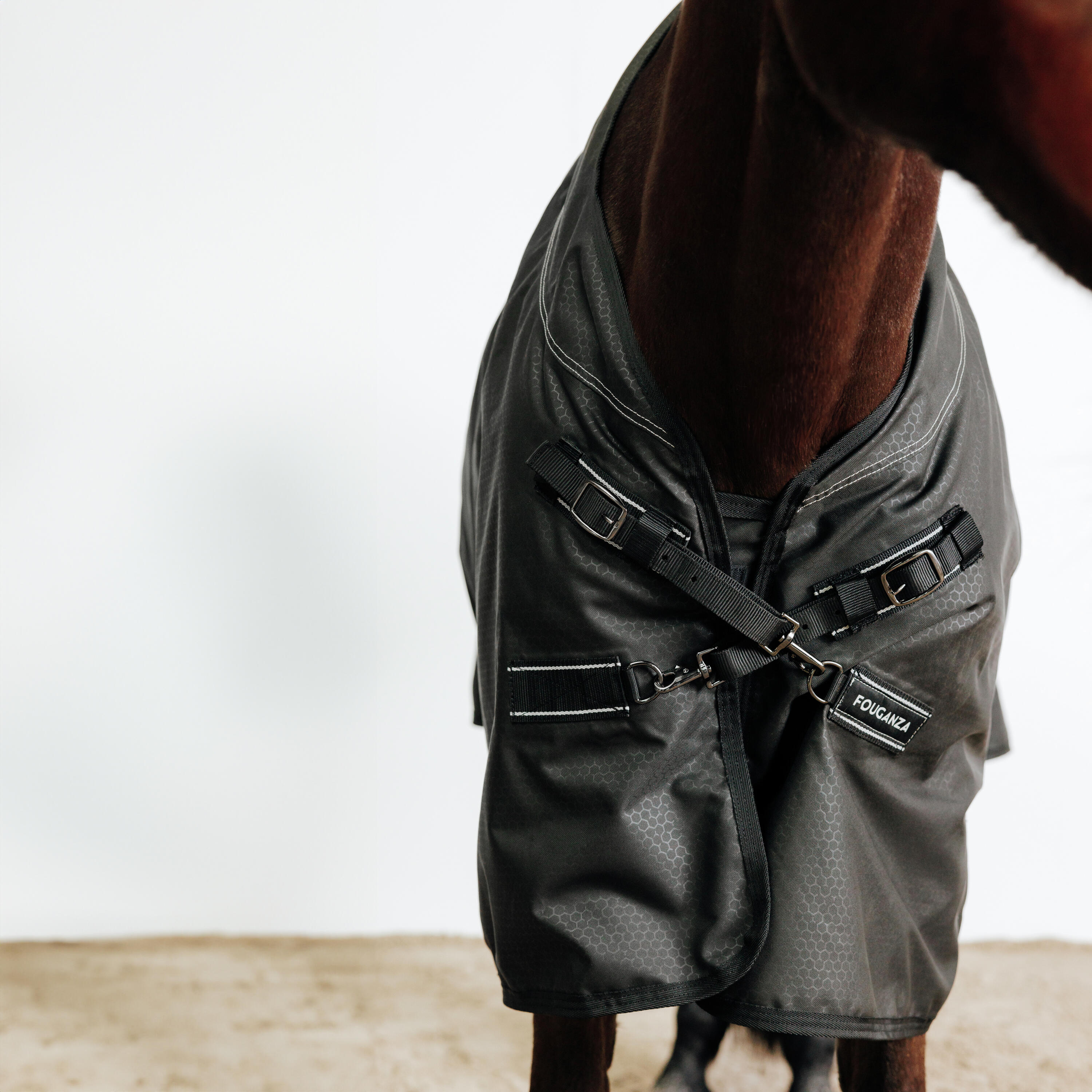 Coperta equitazione pony e cavallo ALLWEATHER COMBO impermeabile nera 2/10