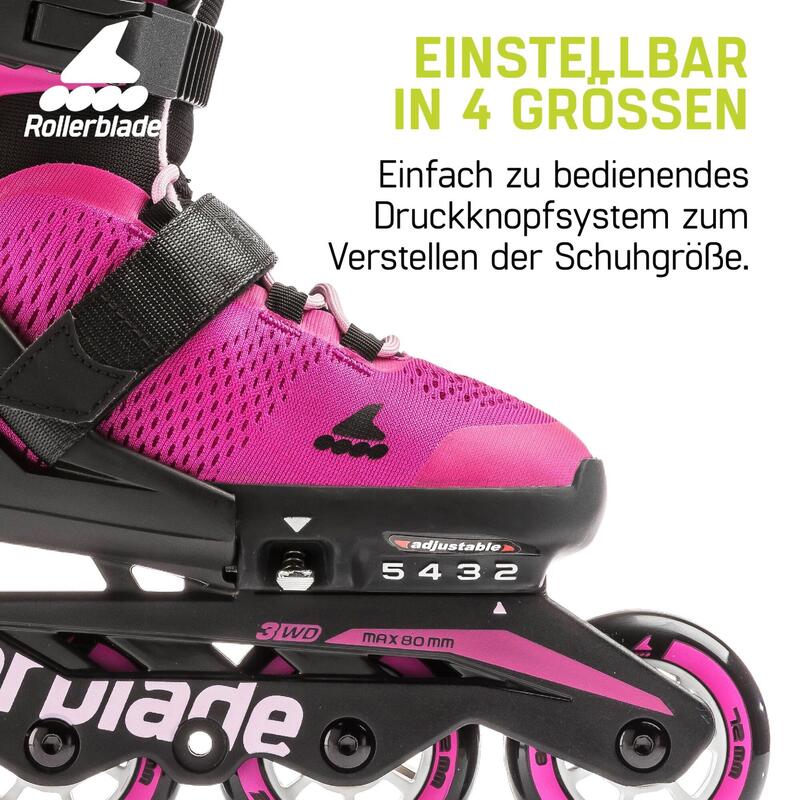 Kids' Fitness Inline Skates Microblade - Black/Pink/White
