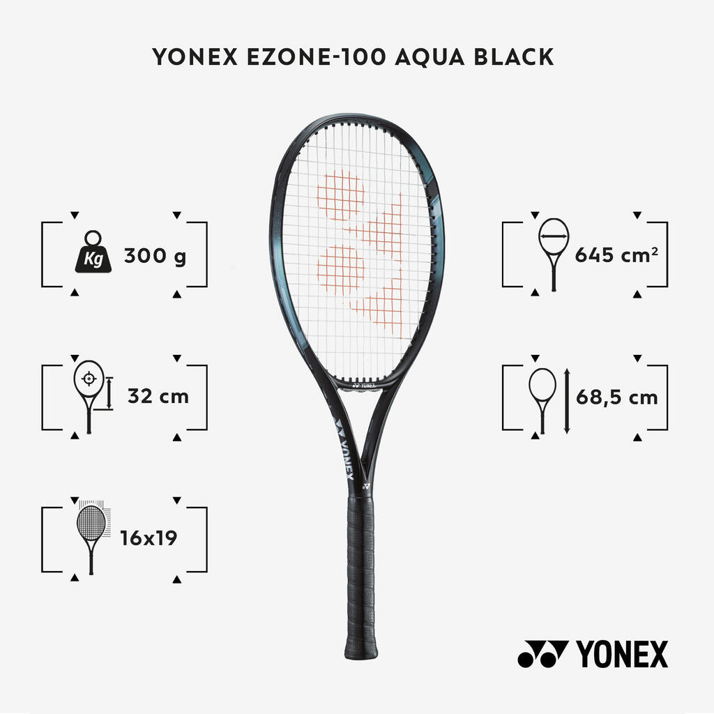 Suaugusiųjų teniso raketė „Ezone 100“, 300 g, juoda