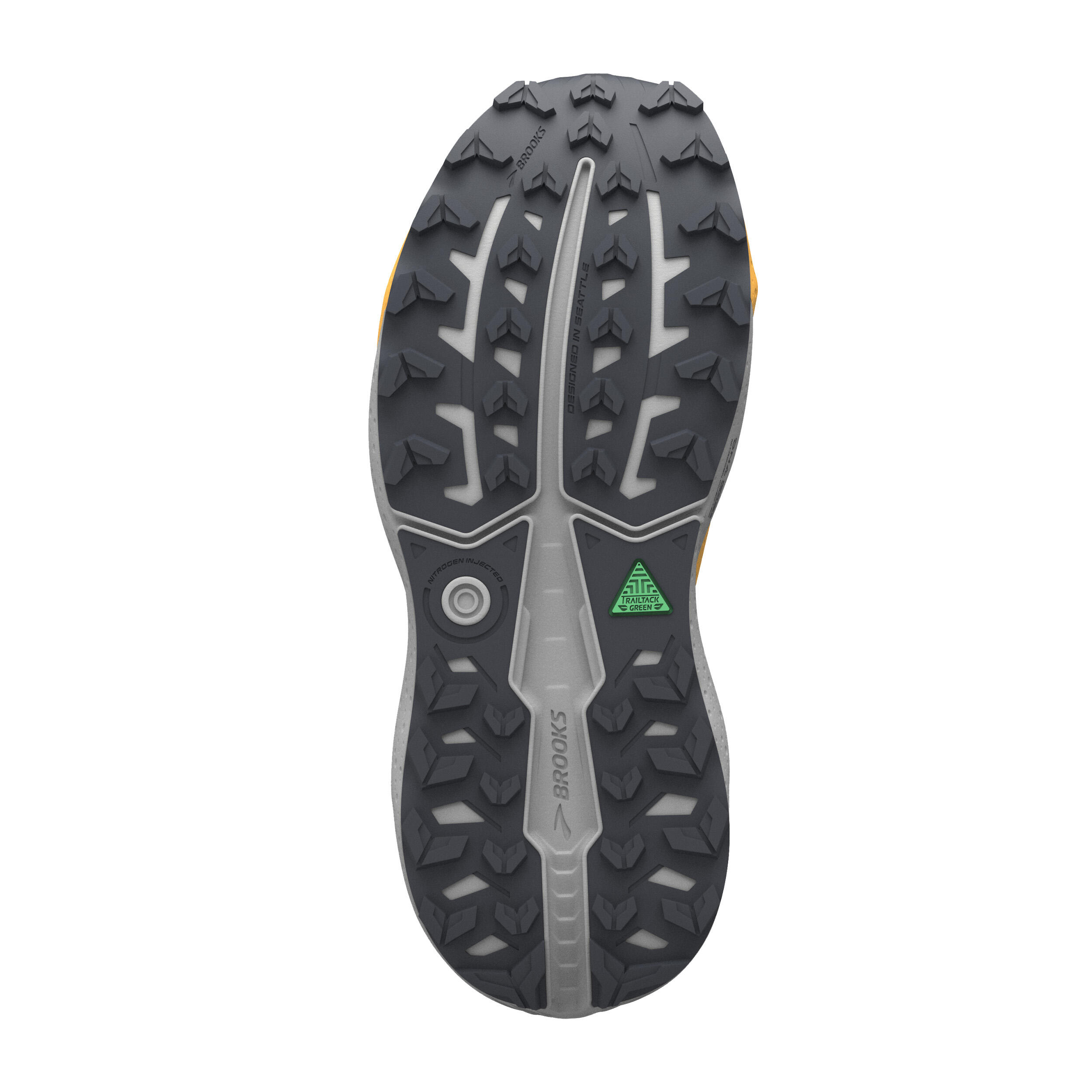Chaussures de running trail homme, Brooks caldera 7, bleu et jaune 3/3