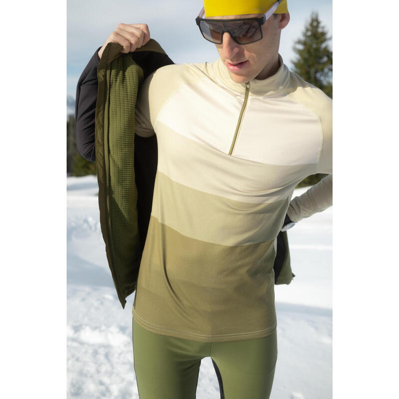 Sous-vêtement thermique de ski 1/2 zip homme, BL 500 haut beige