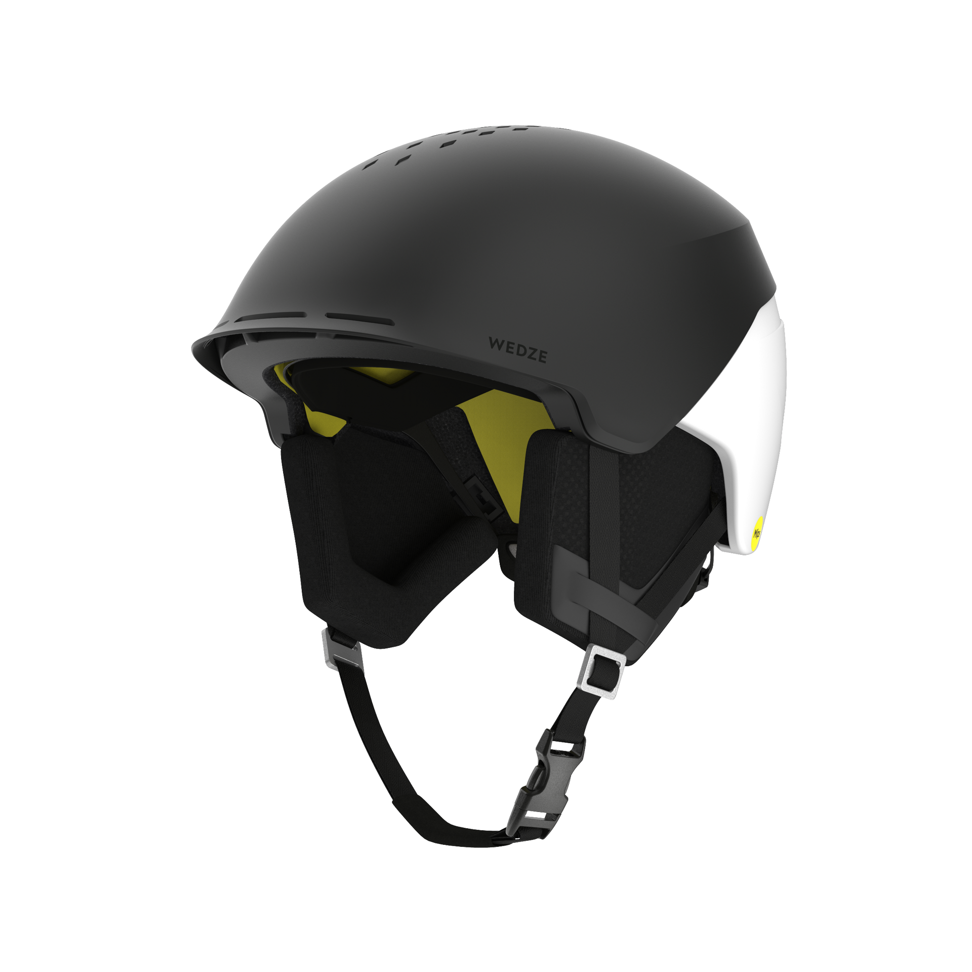 black and white Decathlon ski helmet