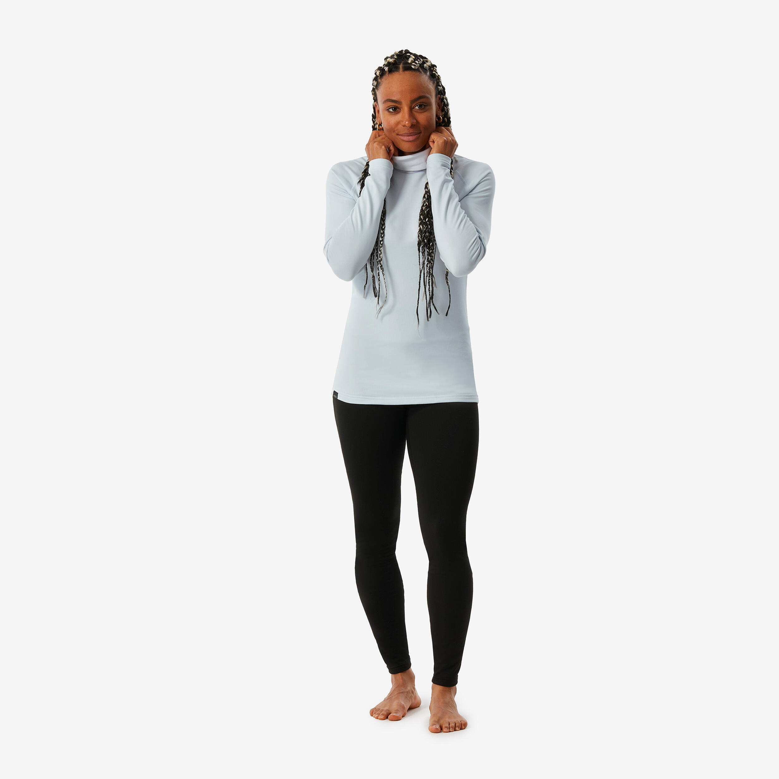 Maglia termica sci donna 500 ROLLNCK celeste 3/5