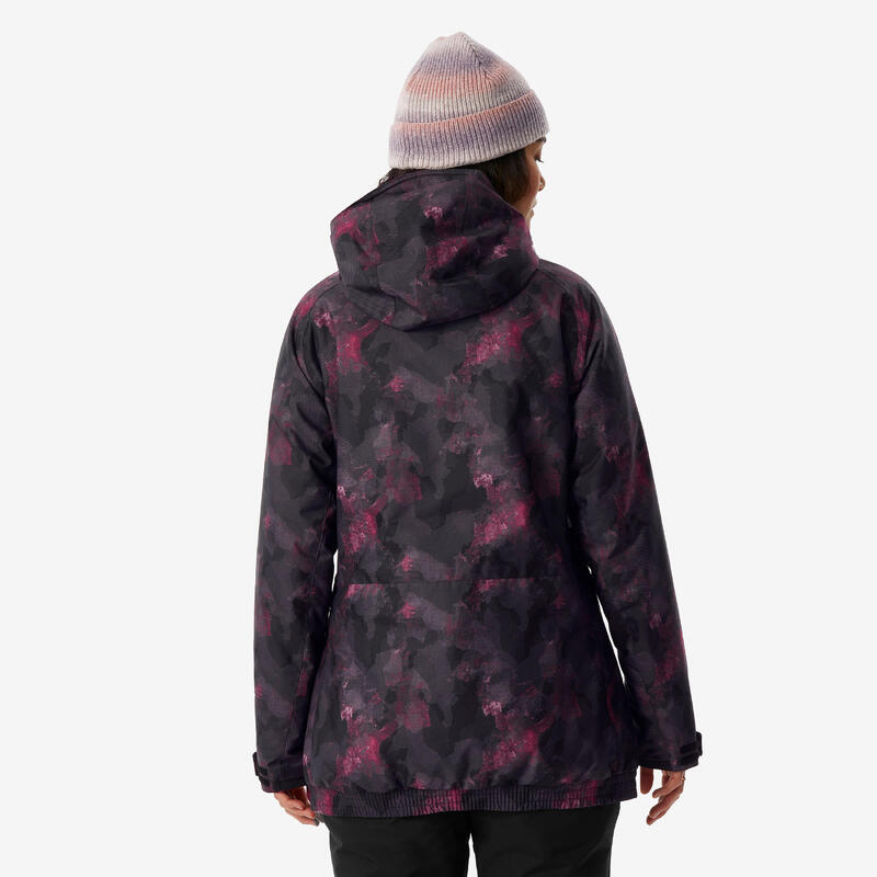 Veste de snowboard chaude et respirante femme, SNB 100 graph noir et rose
