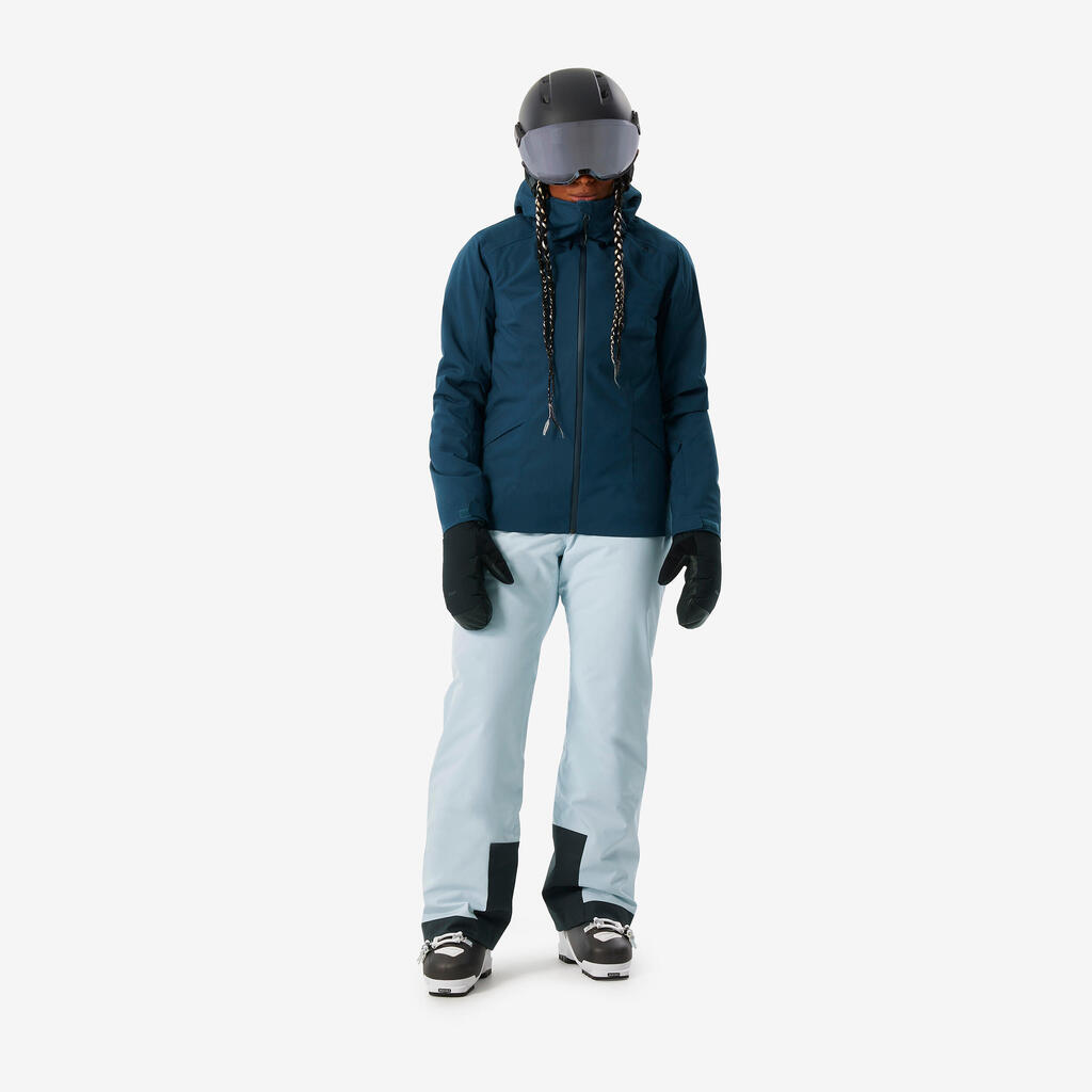 Plave ženske tople i udobne pantalone za skijanje i snoubording, Ski 100