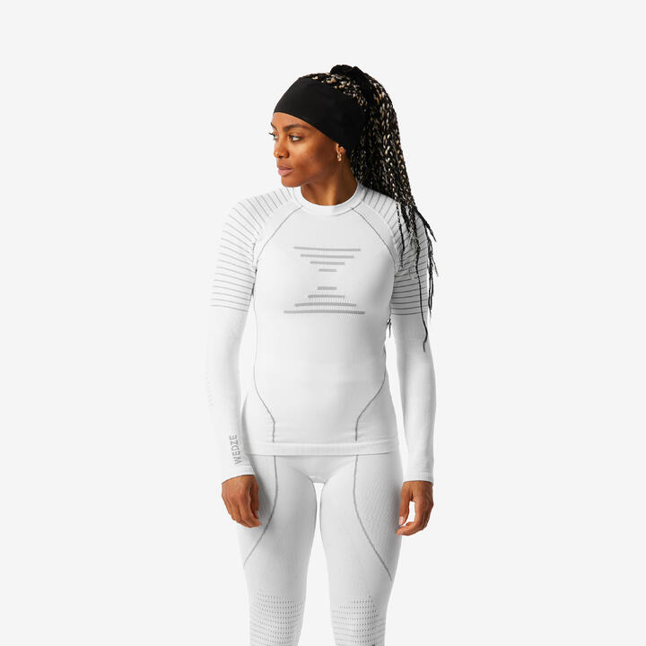 Sousvêtement thermique de ski chaud et confort femme, BL900 seamless haut bleu WEDZE Decathlon