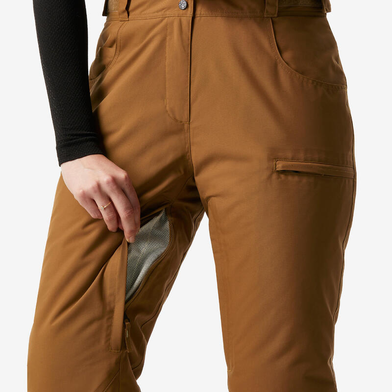 Warme en waterdichte snowboardbroek voor dames SNB 500 camel