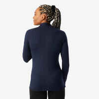 Women’s Thermal Base Layer Ski Top 1/2 Zip 500 - Navy