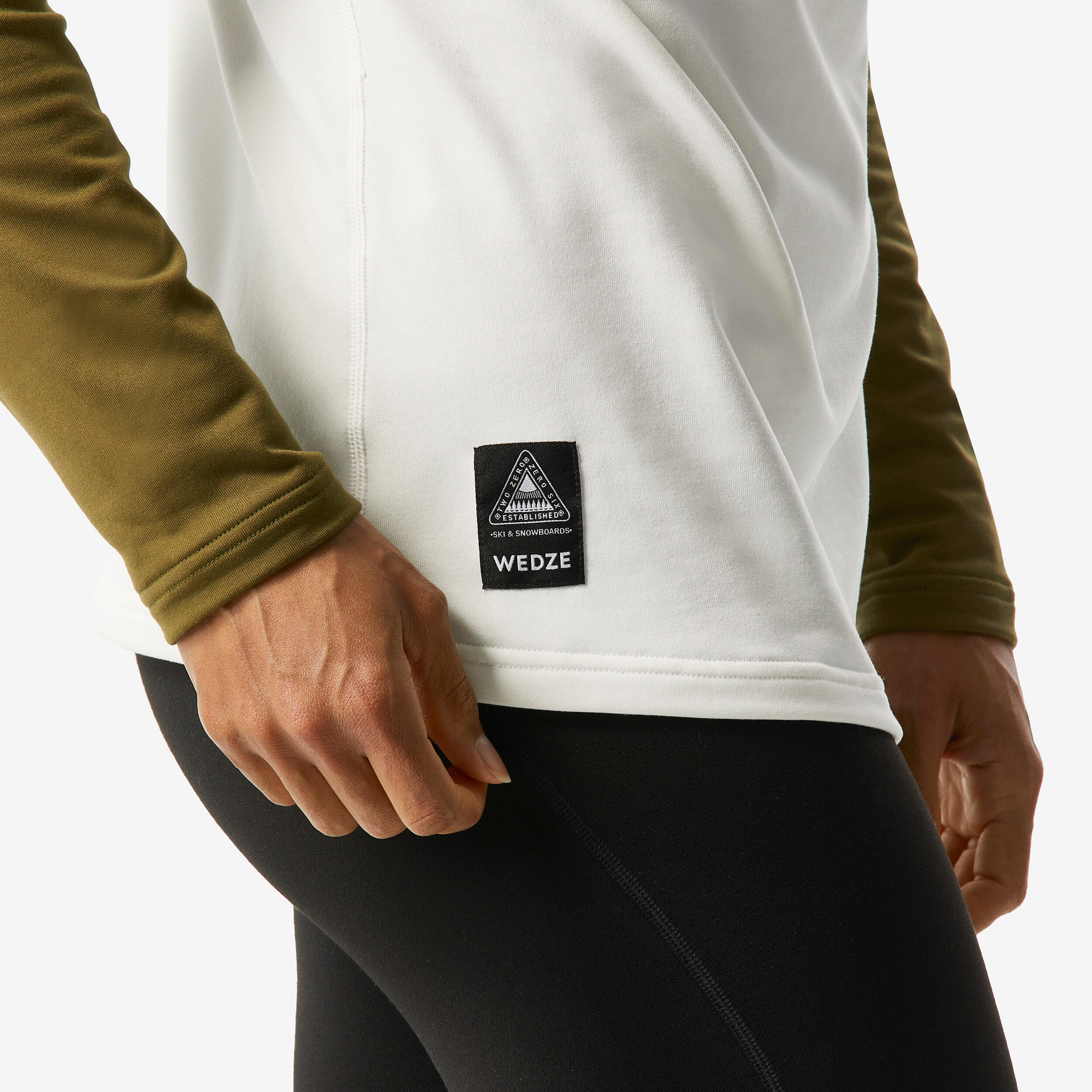 Los thermoshirt voor skiën dames 500 beige kaki 6/6