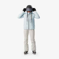 Women's warm and waterproof ski jacket, 500 glacier blue