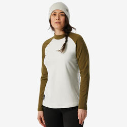 Los warm ademend thermoshirt voor skiën dames 500 beige kaki