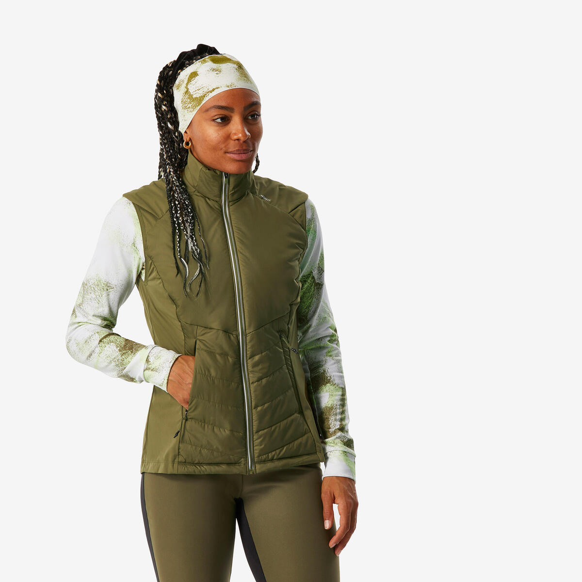 Gilet de ski de fond femme, 500 kaki