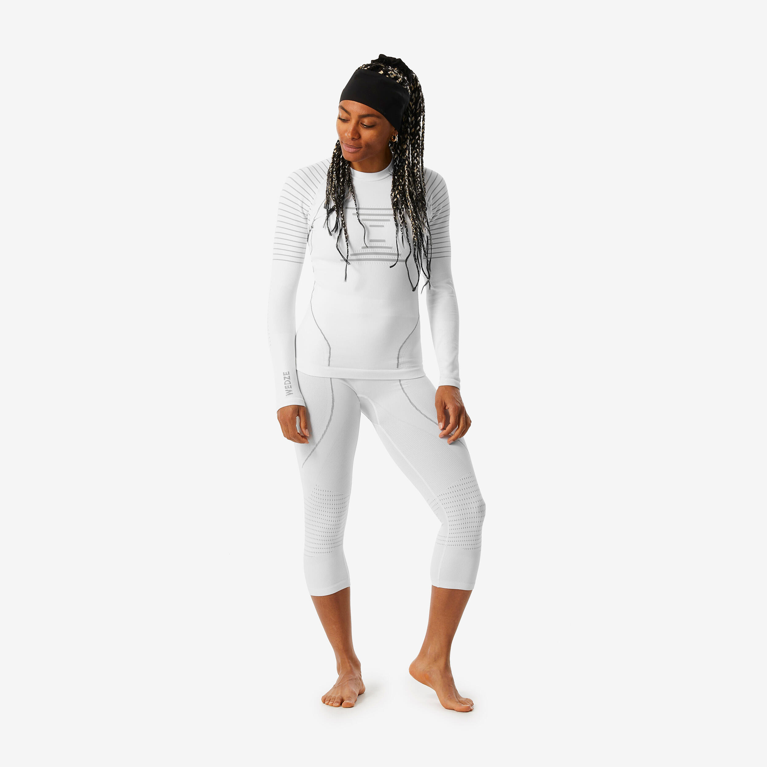 Women’s Warm Base Layer Top - BL 980 White - WEDZE