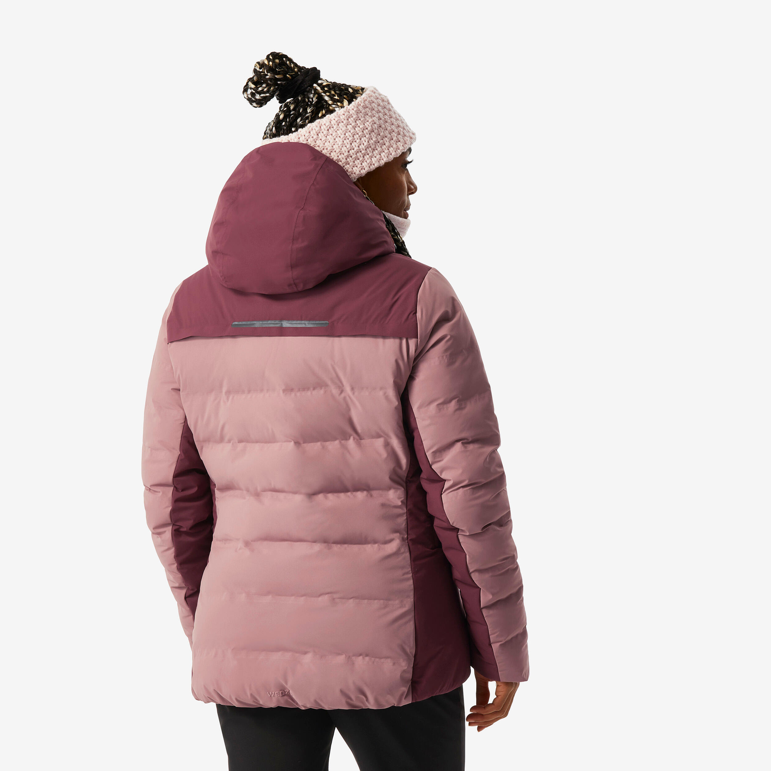 Women's warm and waterproof ski jacket, 500 Warm pink taupe 2/9