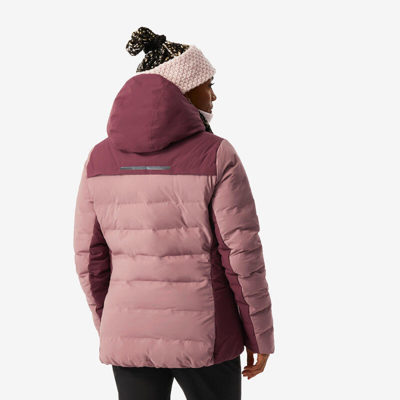 Doudoune de ski chaude et imperméable femme, Warm 900 rose taupe