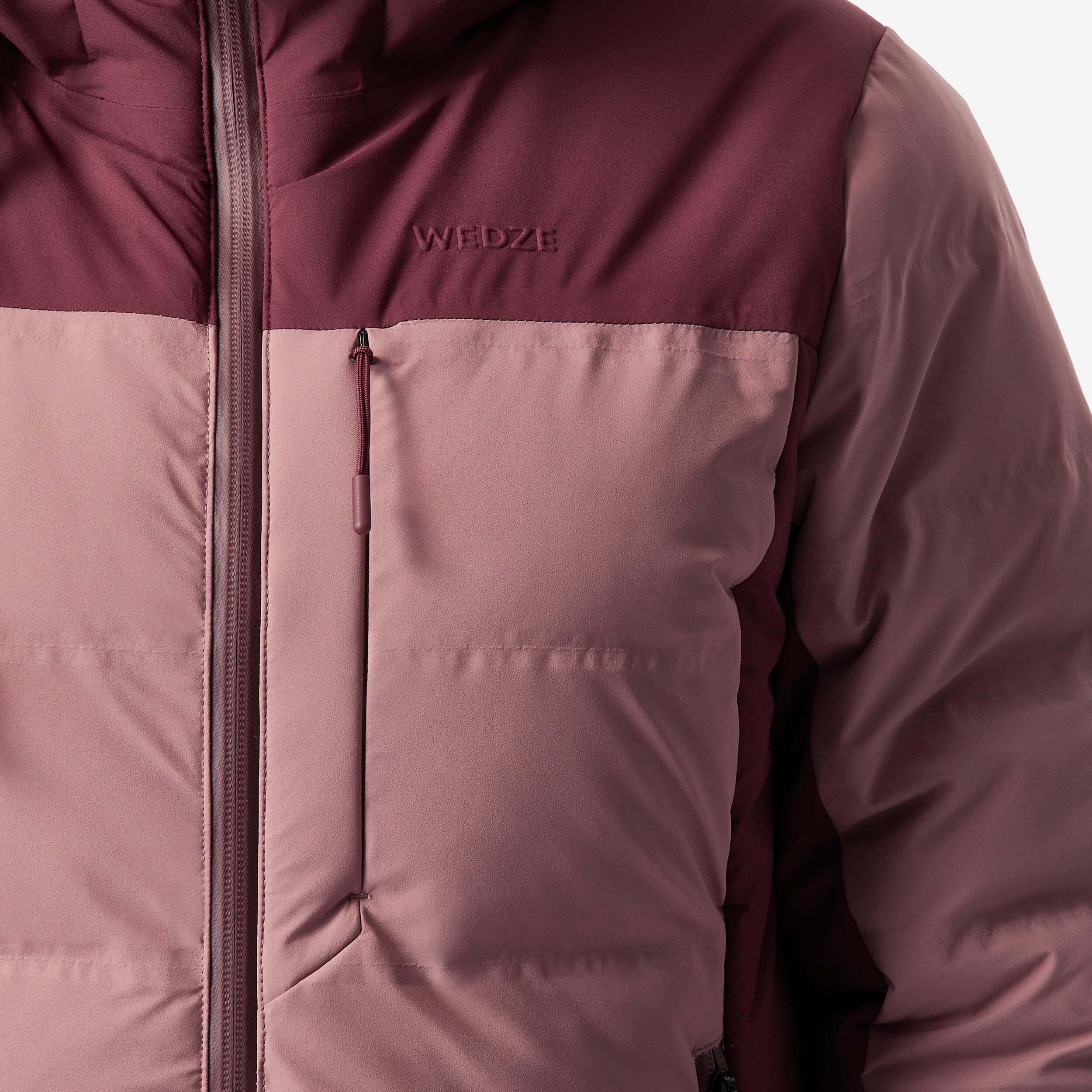 Women's warm and waterproof ski jacket, 500 Warm pink taupe 4/9