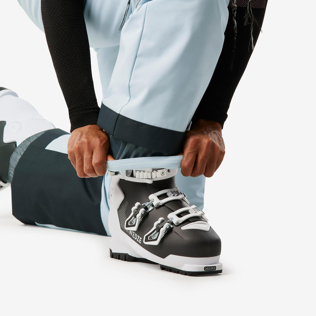 Plave ženske tople i udobne pantalone za skijanje i snoubording, Ski 100