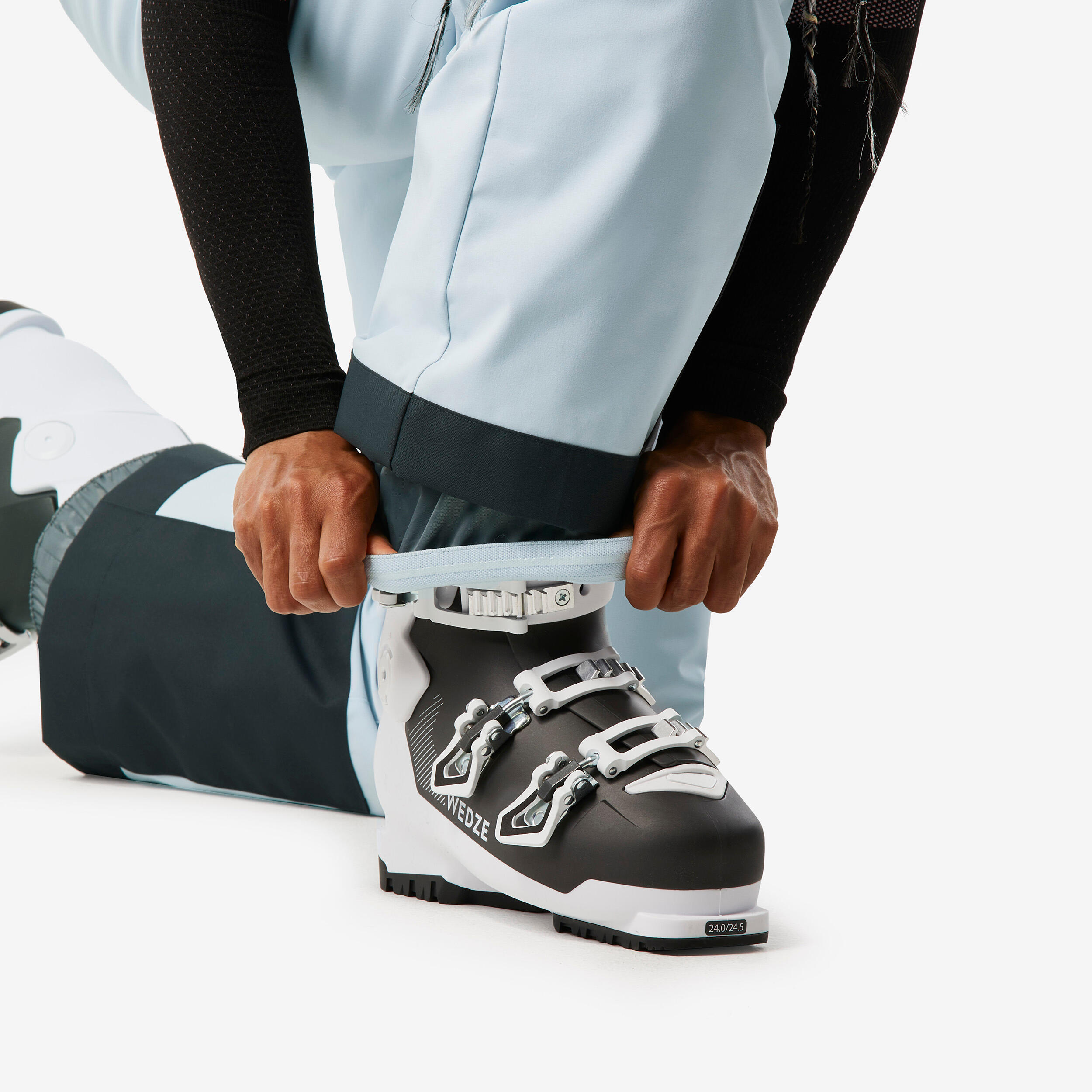 Pantaloni sci donna 100 celesti 7/11