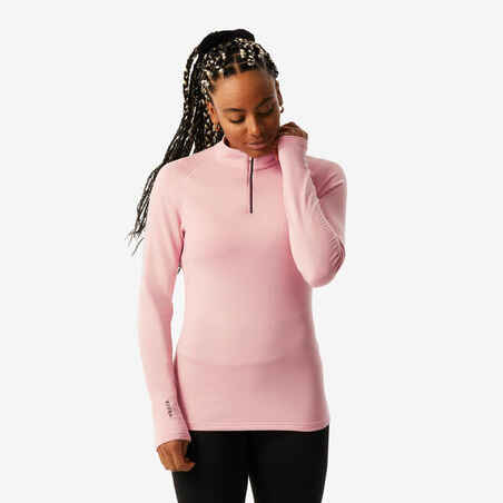 Women’s Thermal Base Layer Ski Top 1/2 Zip 500 - Pink