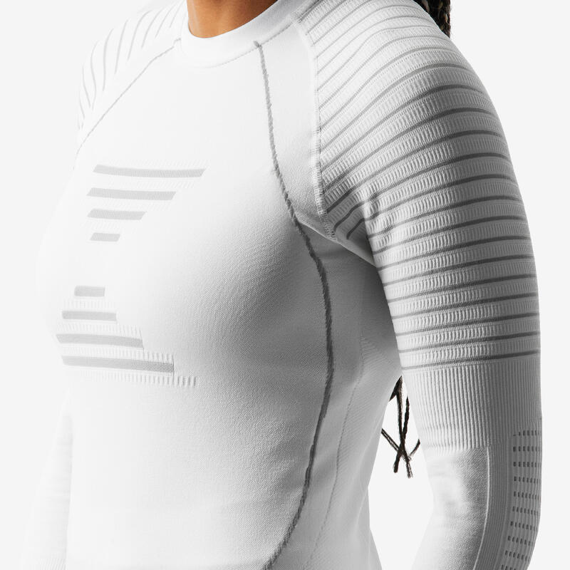 Sous-vêtement thermique de ski chaud et confort femme, BL900 seamless haut blanc