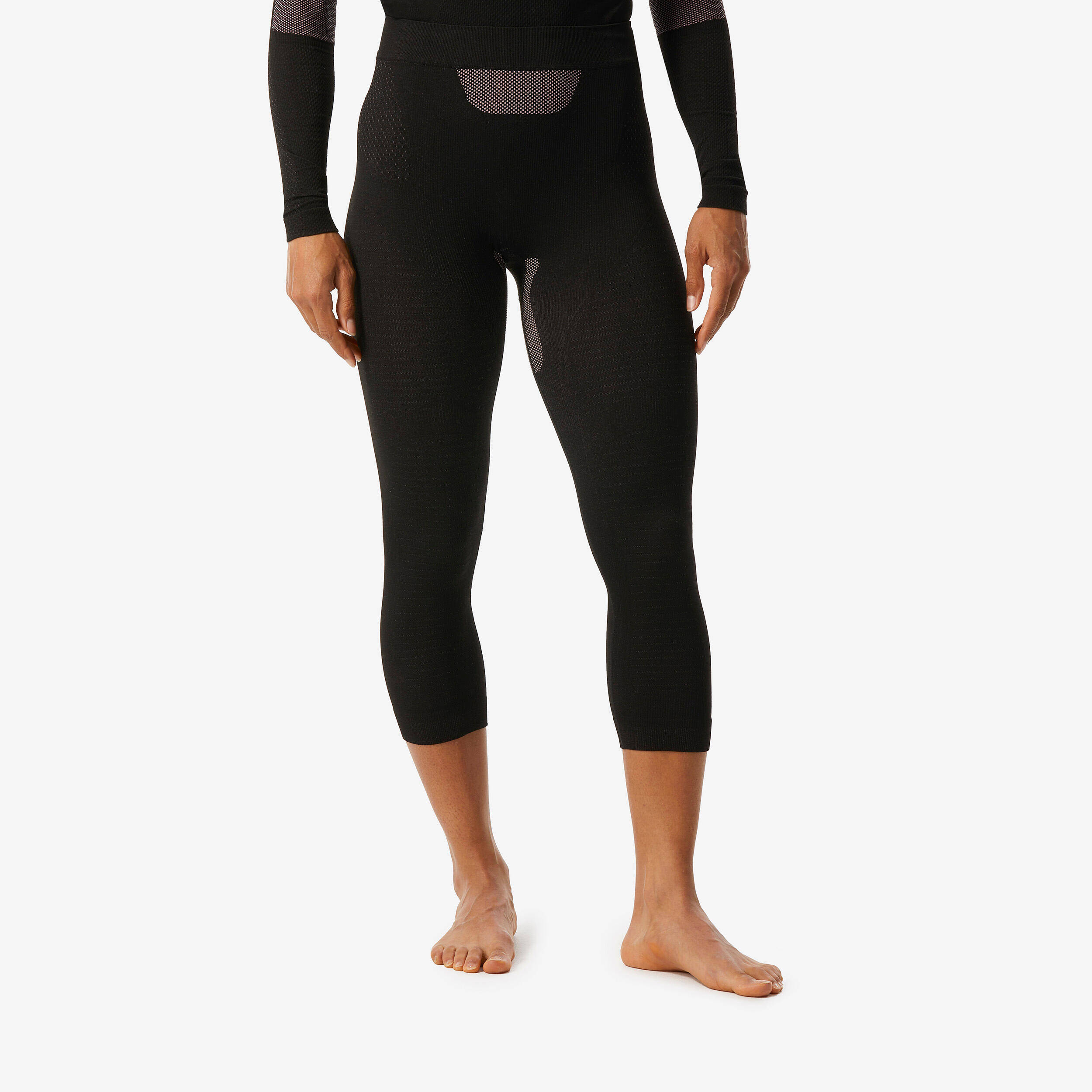 Women’s soft and seamless ski base layer bottoms BL 500 - Black / Pink -  2