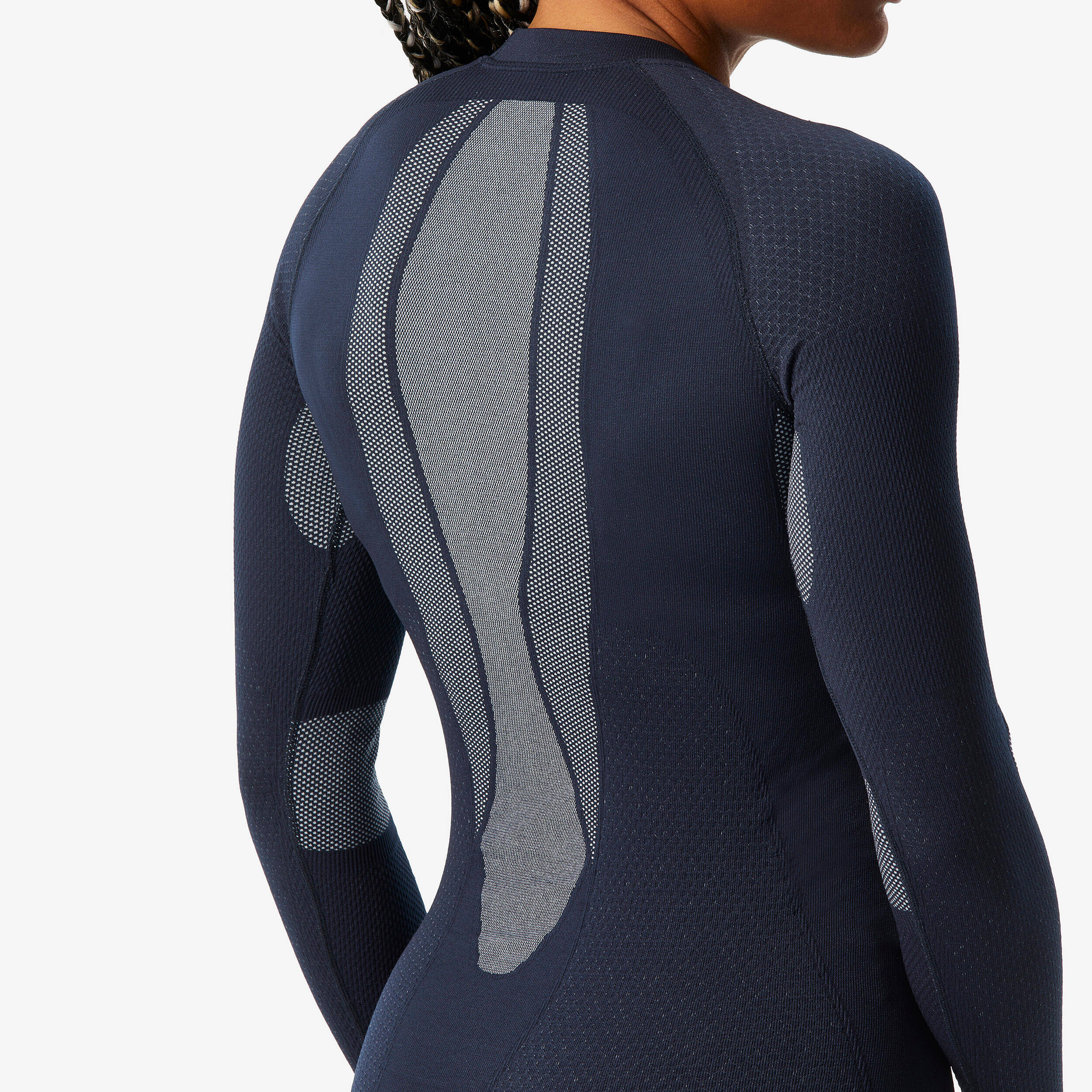 Women’s comfortable, soft and seamless ski base layer top - BL 500 - Navy / Blue -  5