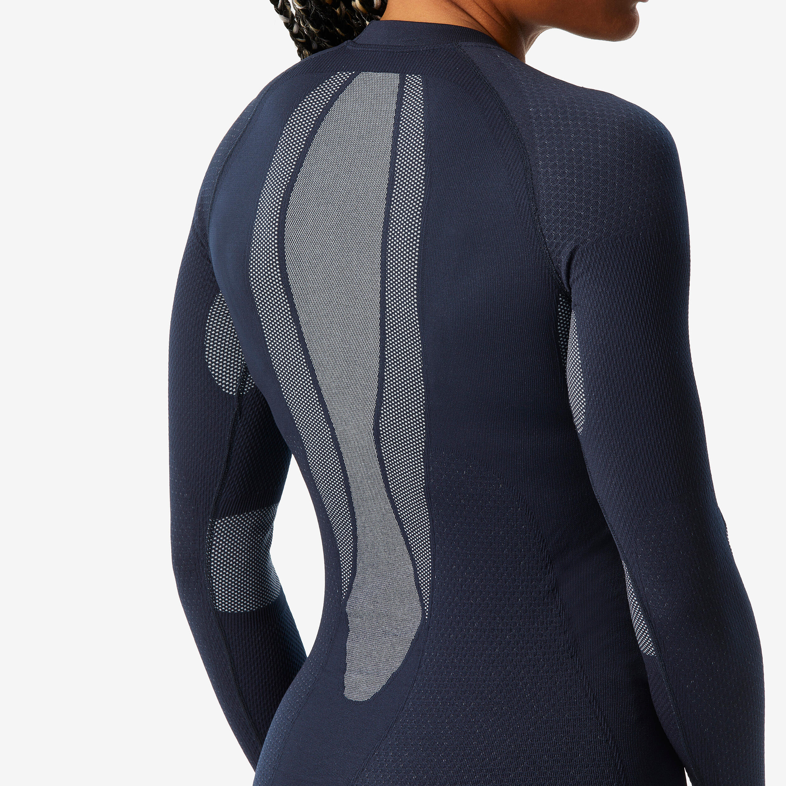 Comfortabel thermoshirt voor skiën dames BL500 soft naadloos marineblauw 5/5