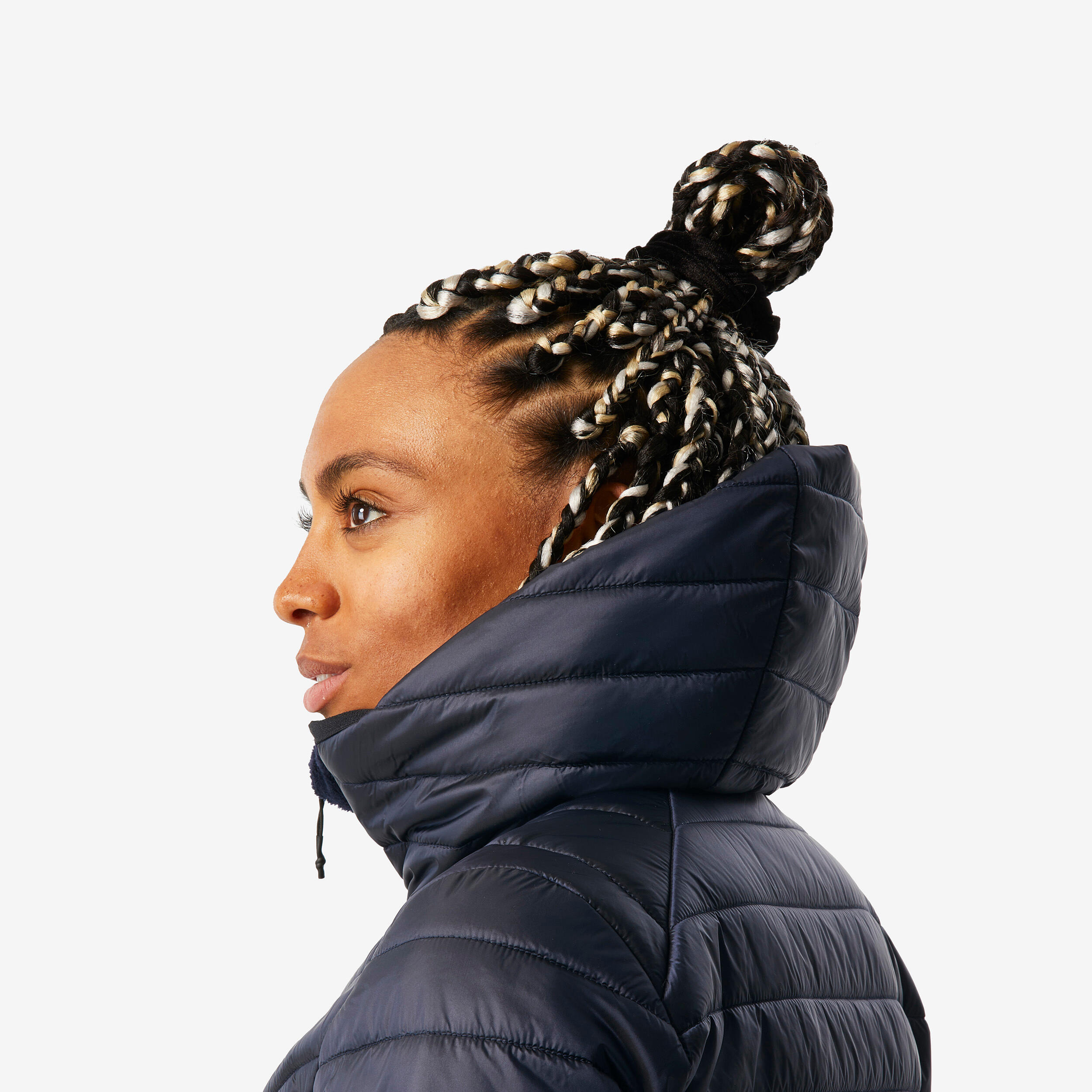 Skijacke Daunenjacke Damen leicht und warm - 500 blau/schwarz 6/8