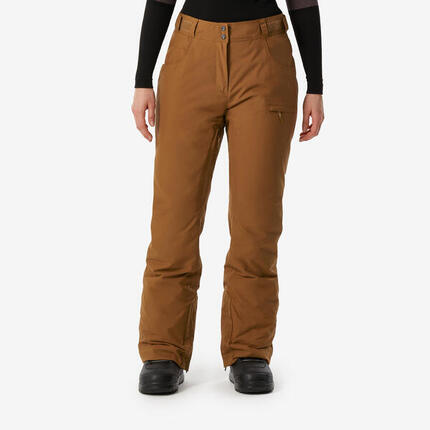 Pantalon de snowboard chaud et imperméable femme, SNB 500 camel