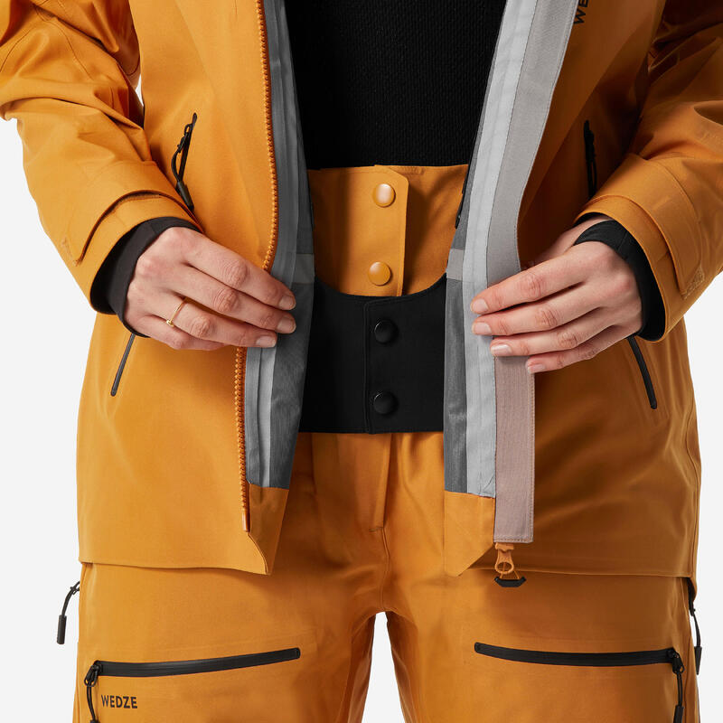 Veste de ski et snowboard chaude et respirante femme, FR 500 camel
