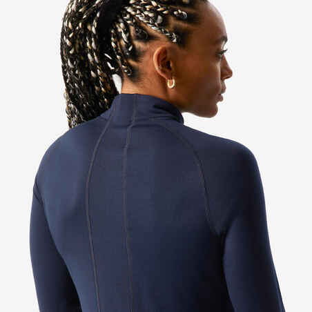 Women’s Thermal Base Layer Ski Top 1/2 Zip 500 - Navy