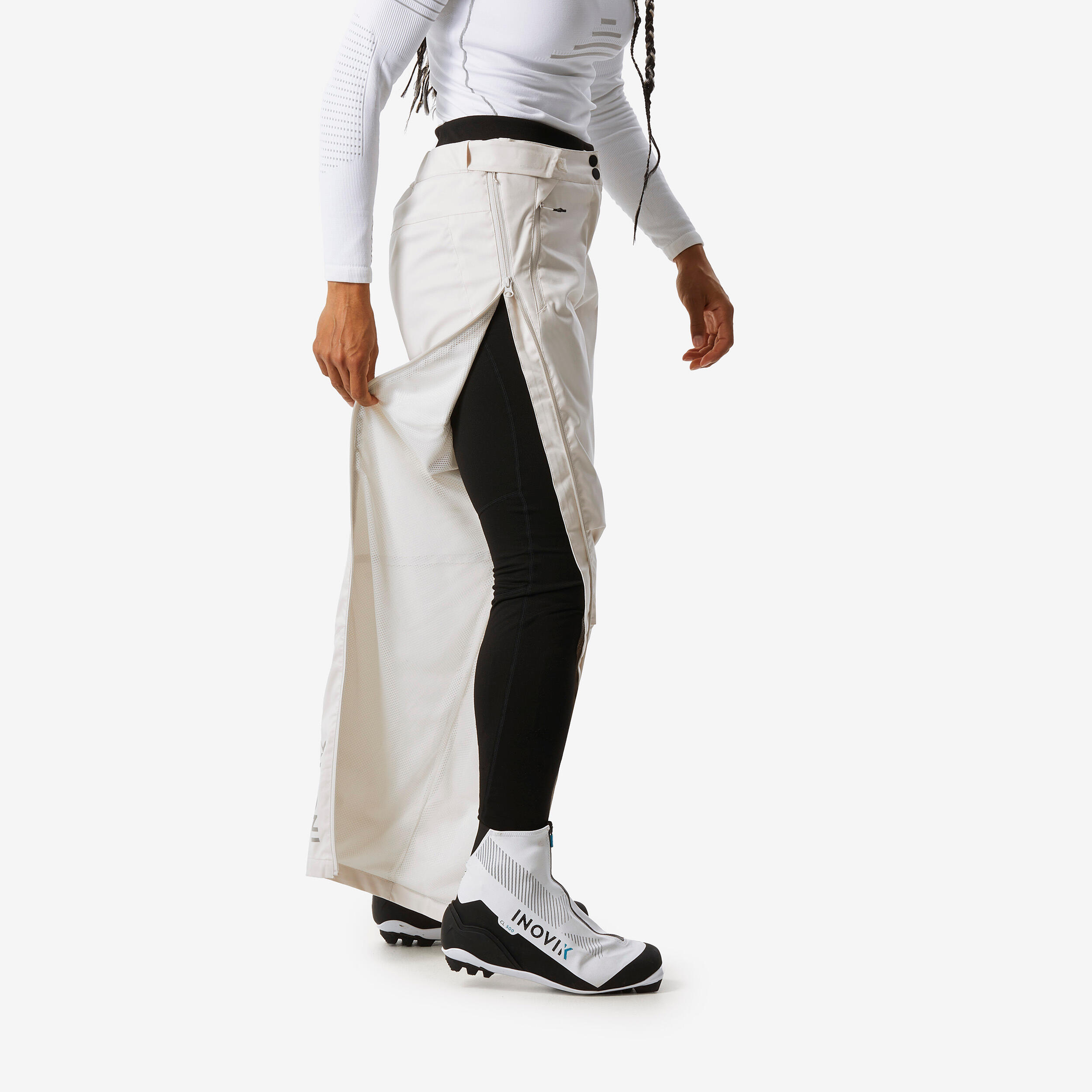 Surpantalon de ski de fond femme, OVERP 150 beige 7/7