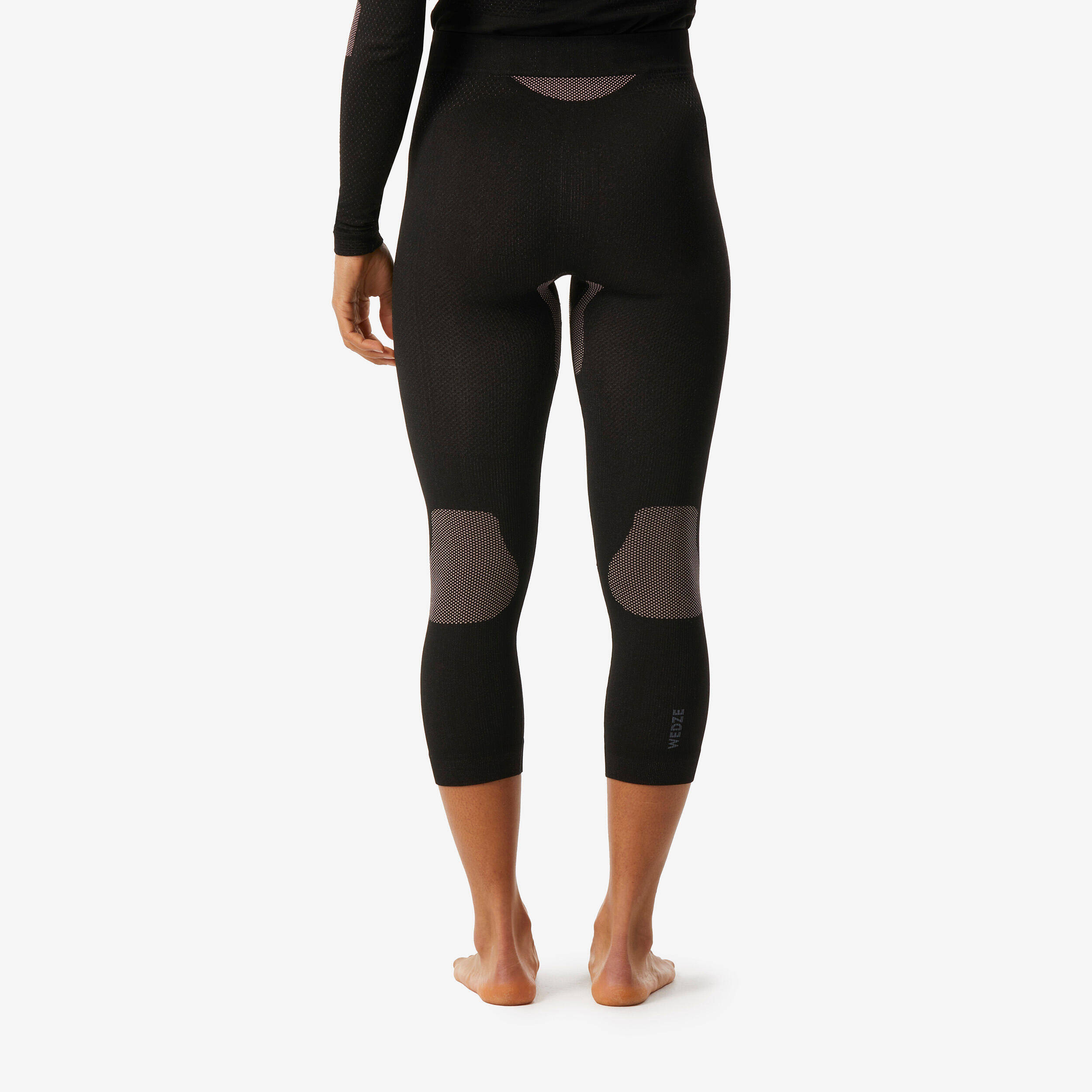 Women’s soft and seamless ski base layer bottoms BL 500 - Black / Pink -  1