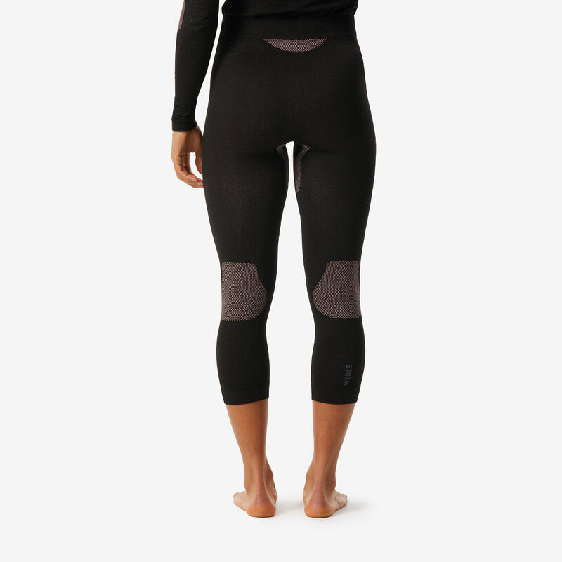 Sous-vêtement de ski femme, BL 500 Soft seamless bas noir et rose