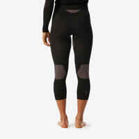 Women’s Soft and Seamless Ski Base Layer Bottoms BL 500 - Black / Pink