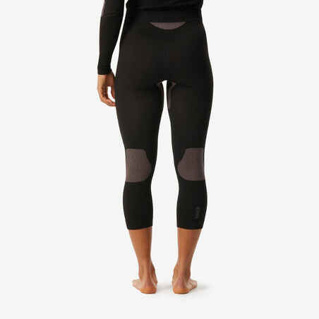 Women’s Soft and Seamless Ski Base Layer Bottoms BL 500 - Black / Pink