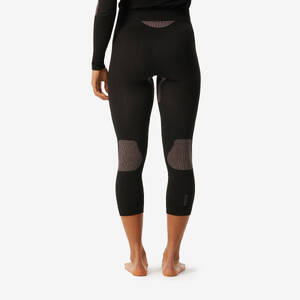 Women’s soft and seamless ski base layer bottoms BL 500 - Black / Pink