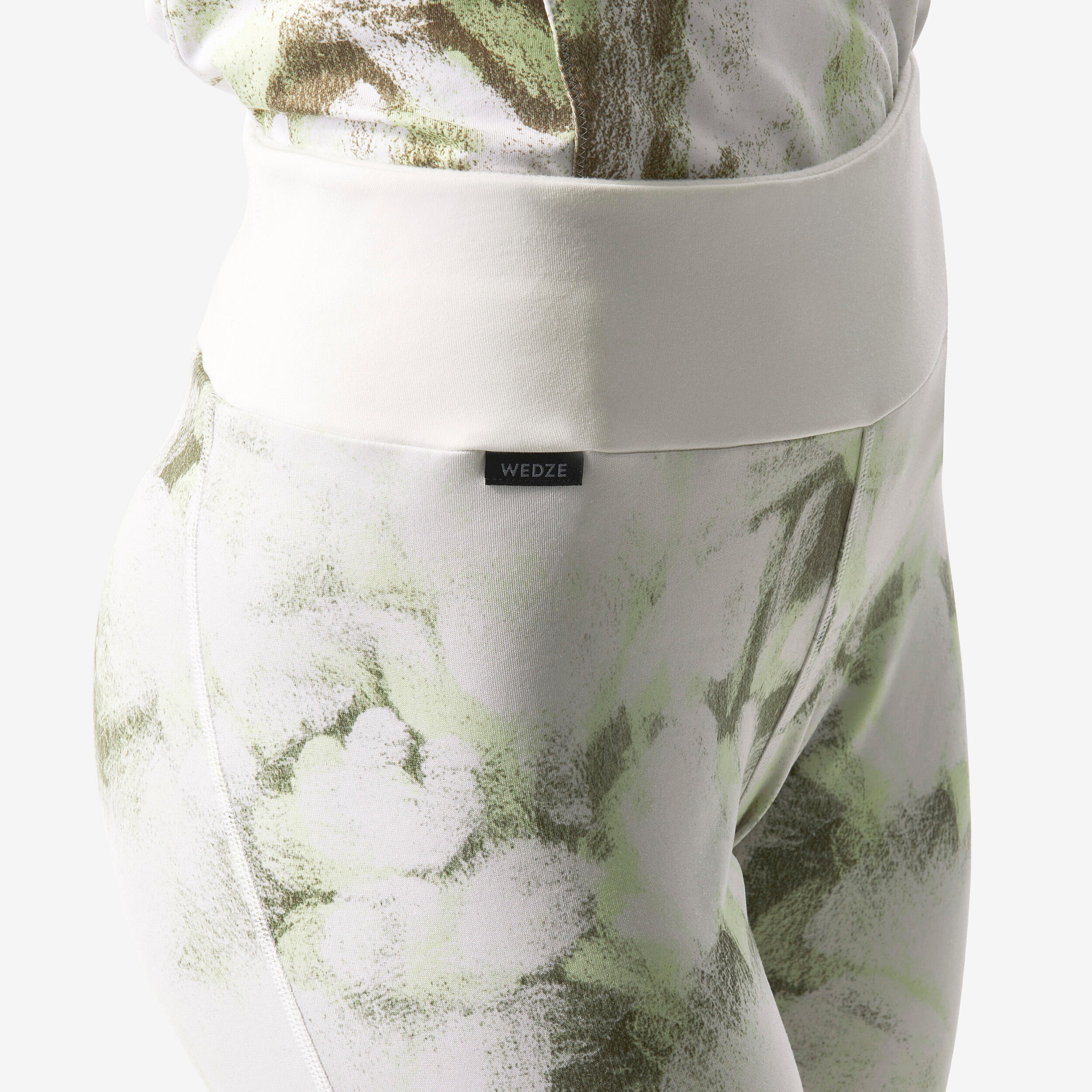 Thermobroek voor skiën dames BL 500 dessin groen en wit 4/4