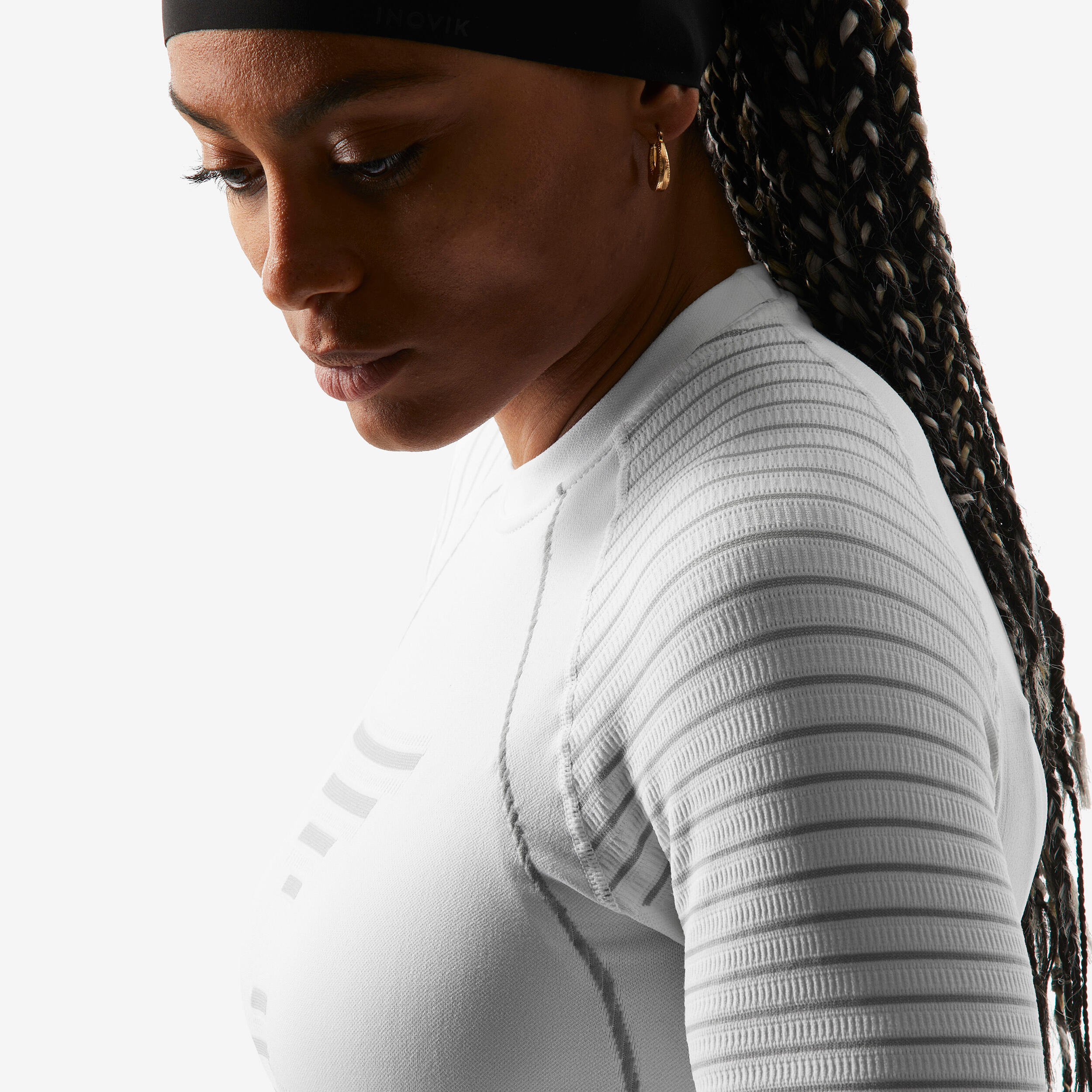 Women’s Warm Base Layer Top - BL 980 White - WEDZE