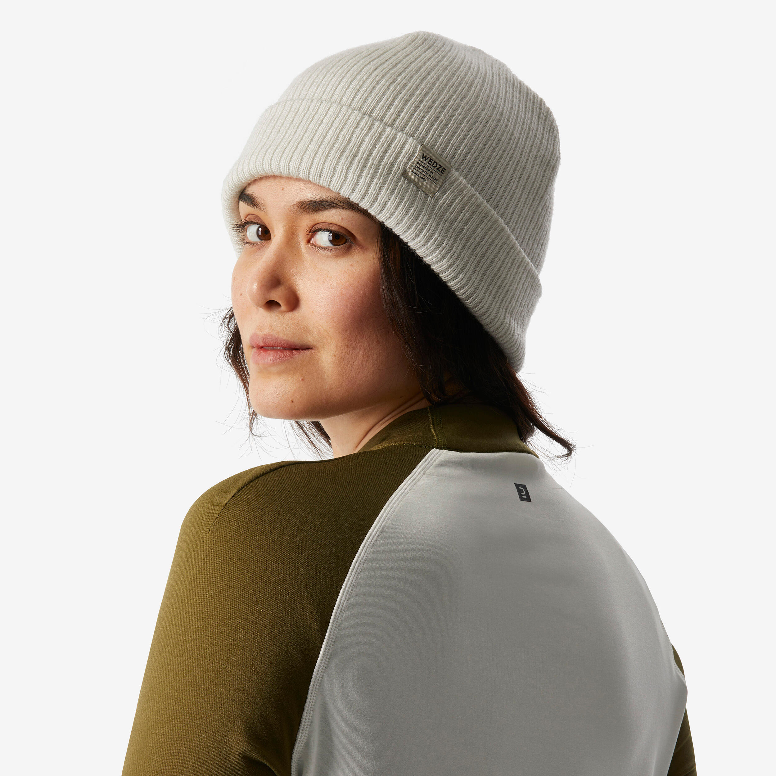 Los thermoshirt voor skiën dames 500 beige kaki 5/6