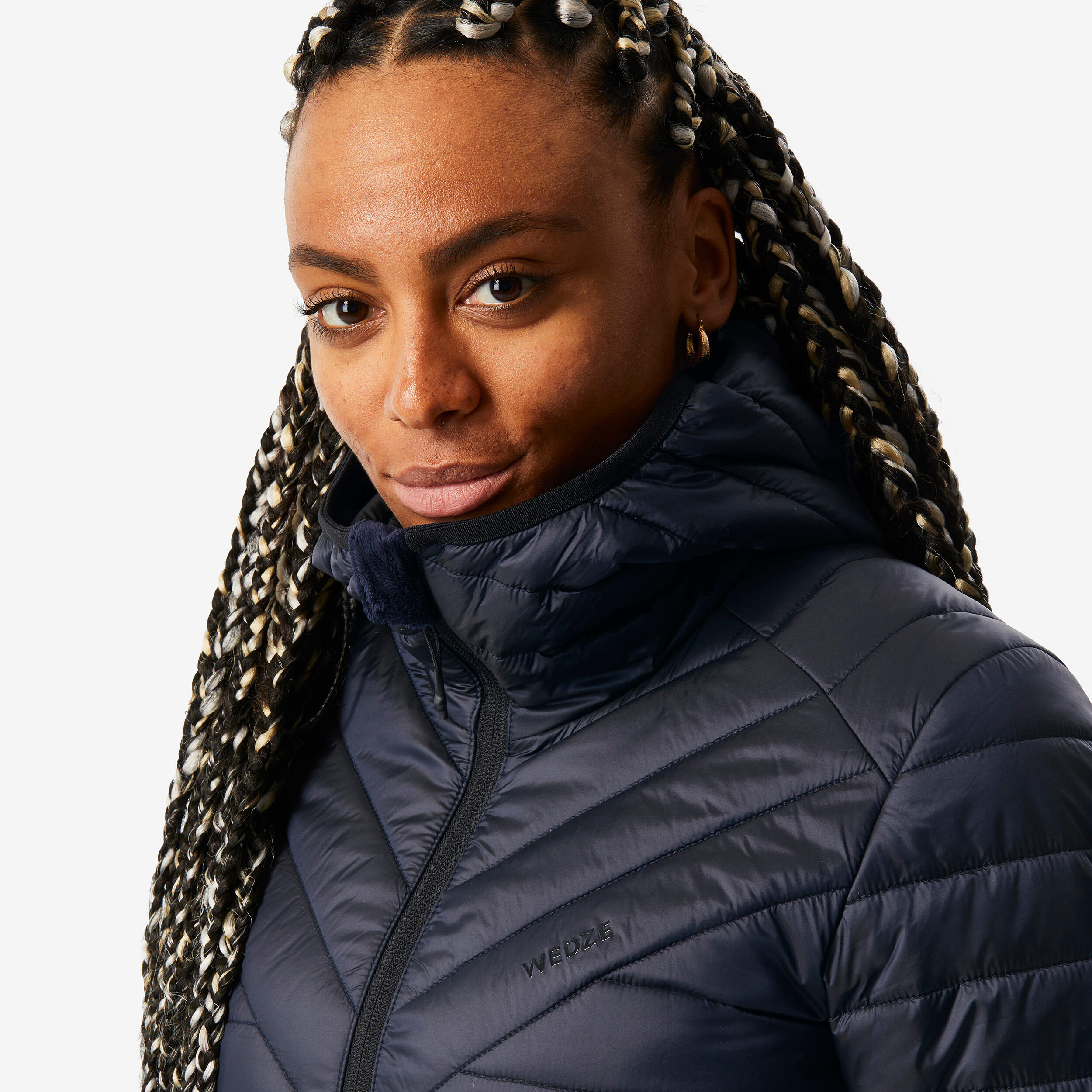 Skijacke Daunenjacke Damen leicht und warm - 500 blau/schwarz 4/8