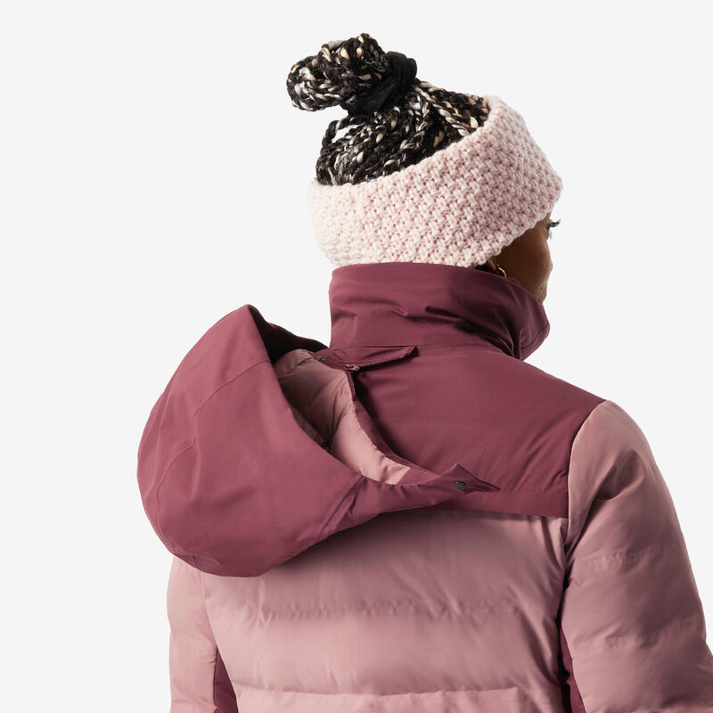 Doudoune de ski chaude et imperméable femme, Warm 900 rose taupe