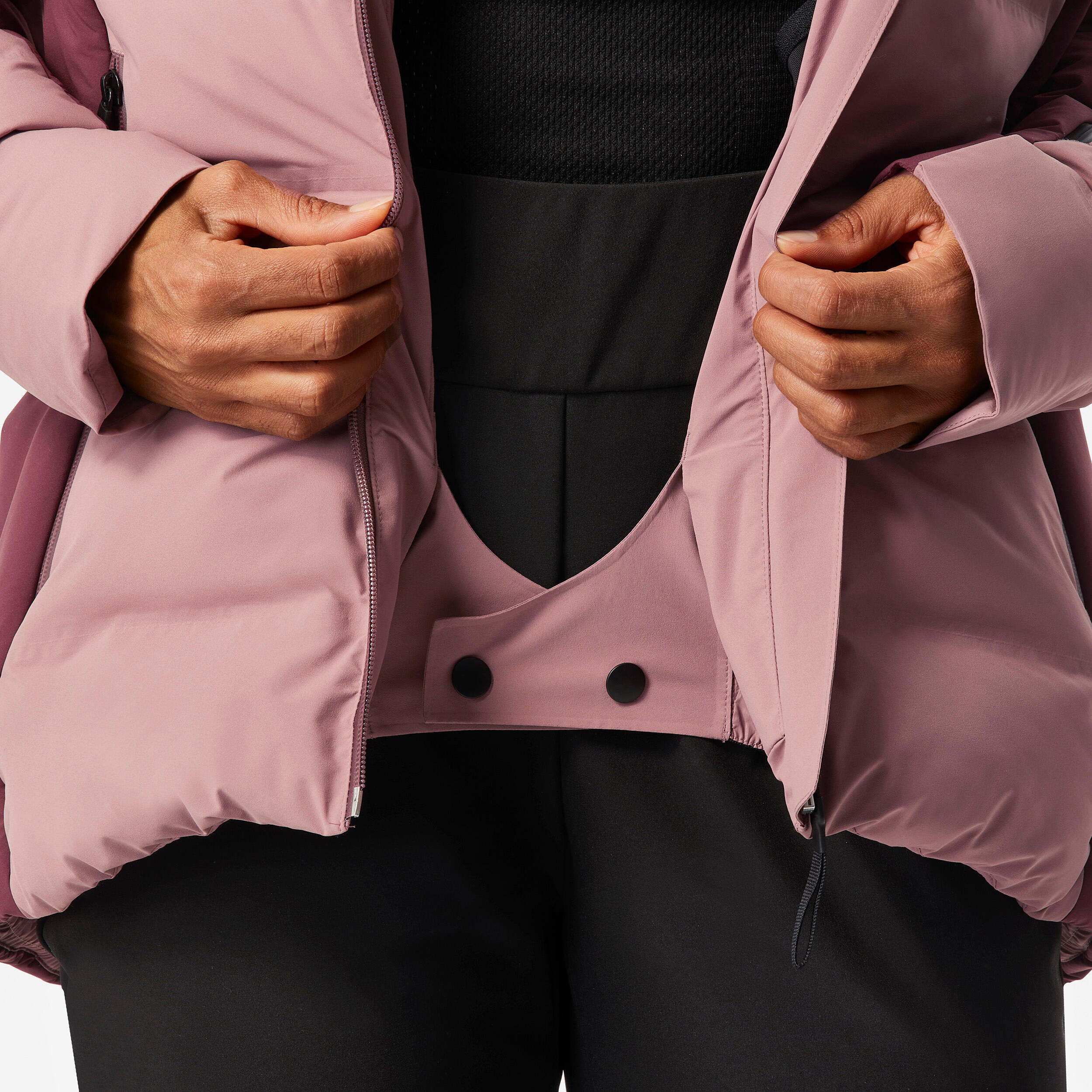 Women's warm and waterproof ski jacket, 500 Warm pink taupe 8/9