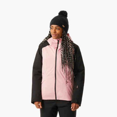 Women's Warm and Waterproof Ski Jacket 500-Pink and Black