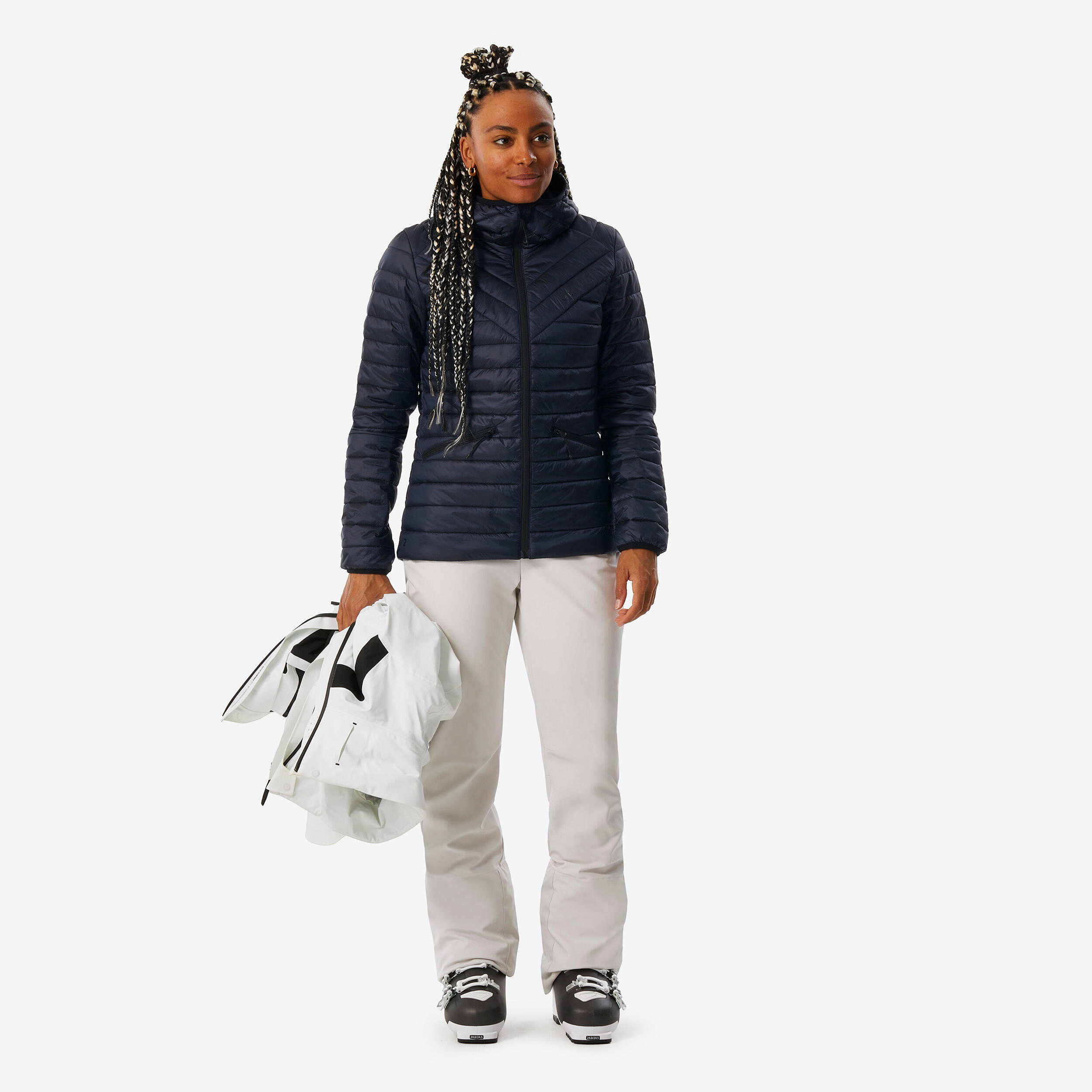 Skijacke Daunenjacke Damen leicht und warm - 500 blau/schwarz 3/8