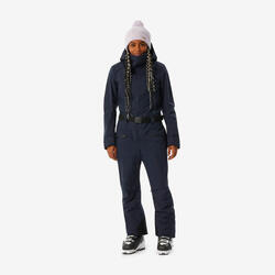 Combinaison de ski et snowboard chaude et thermique femme, SUIT 500 bleu marine