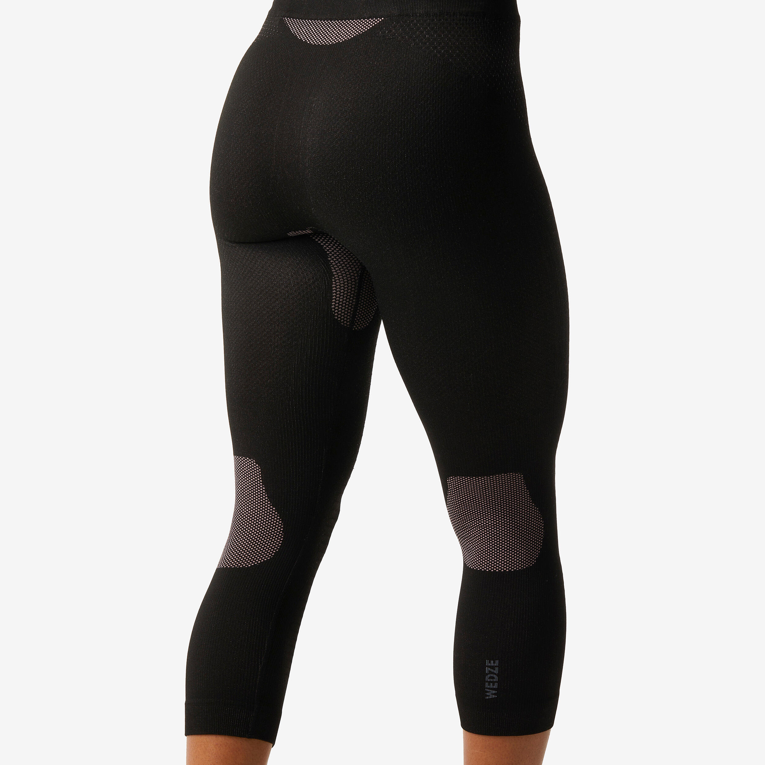 Thermobroek voor skiën dames 500 Soft naadloos zwart roze 3/3
