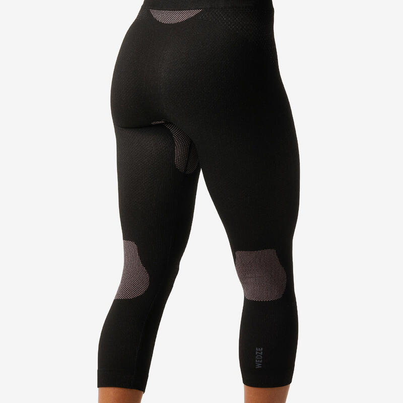 Sous-vêtement de ski femme, BL 500 Soft seamless bas noir et rose