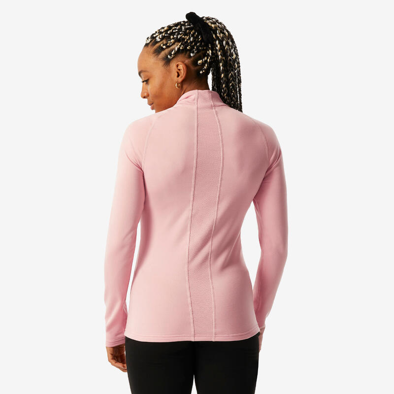 Maglia termica sci donna 1/2 500 ZIP rosa